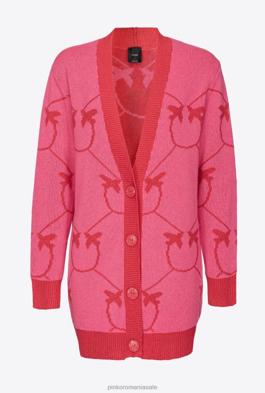 cardigan | cardigan maxi jacquard monogram Pinko fucsia/rosu B0D08517