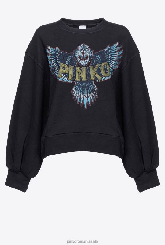 hanorace | hanorac cu aripi și imprimeu cu logo Pinko negru gri-jet B0D08550