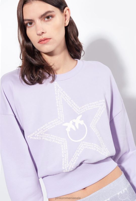 hanorace | hanorac decupat cu logo stea Pinko liliac - sorbet ușor B0D08534