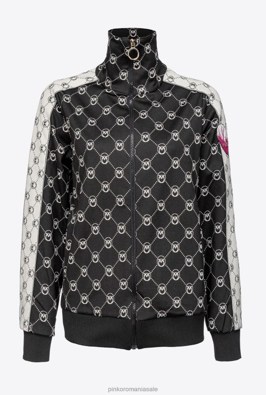 hanorace | jachetă monogramă din tricot jacquard Pinko negru/ecru B0D08539