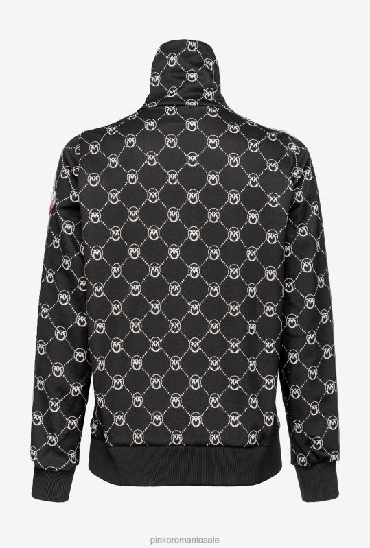 hanorace | jachetă monogramă din tricot jacquard Pinko negru/ecru B0D08539