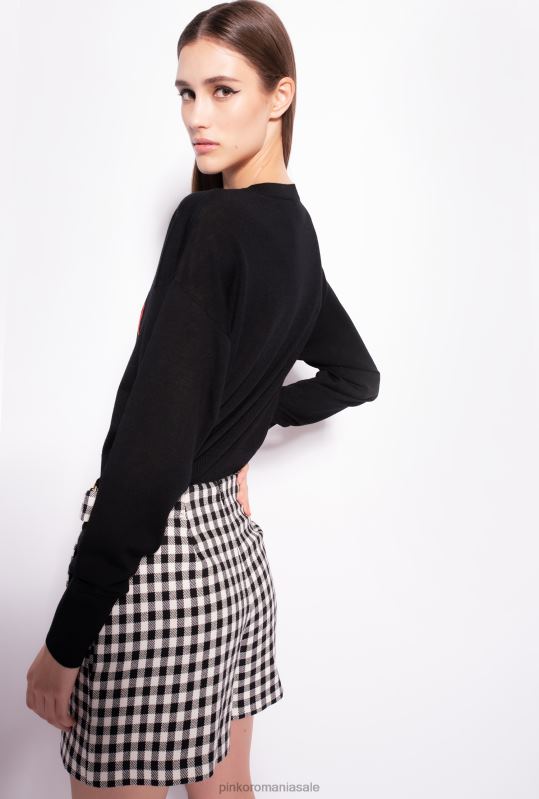 hanorace | pulover cu broderie cirese Pinko multi. negru/rosu B0D08551