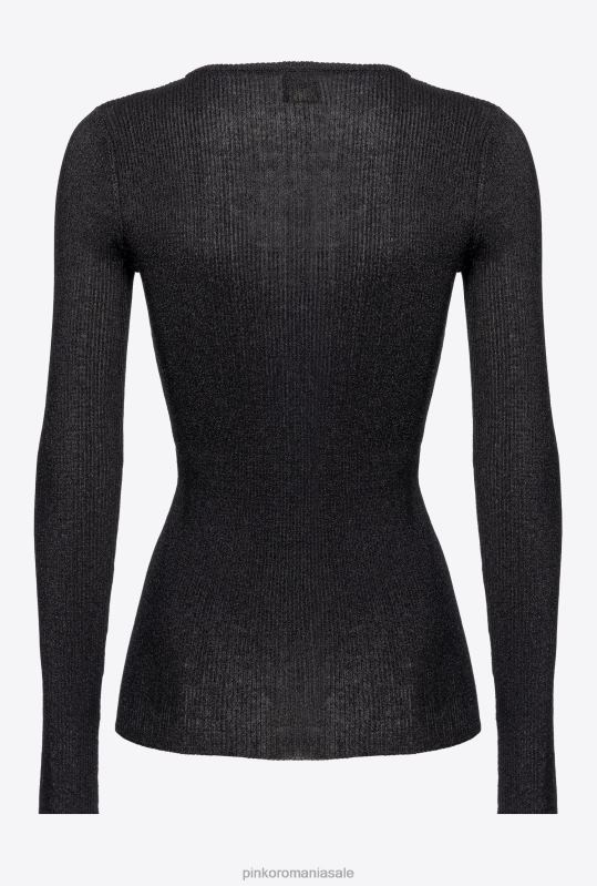 săritori | pulover cu decolteu în V cu șireturi încrucișate Pinko limuzina neagră B0D08525