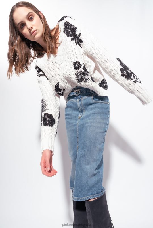 săritori | pulover cu imprimeu floral grafic Pinko alb negru B0D08499