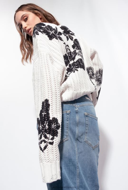 săritori | pulover cu imprimeu floral grafic Pinko alb negru B0D08499
