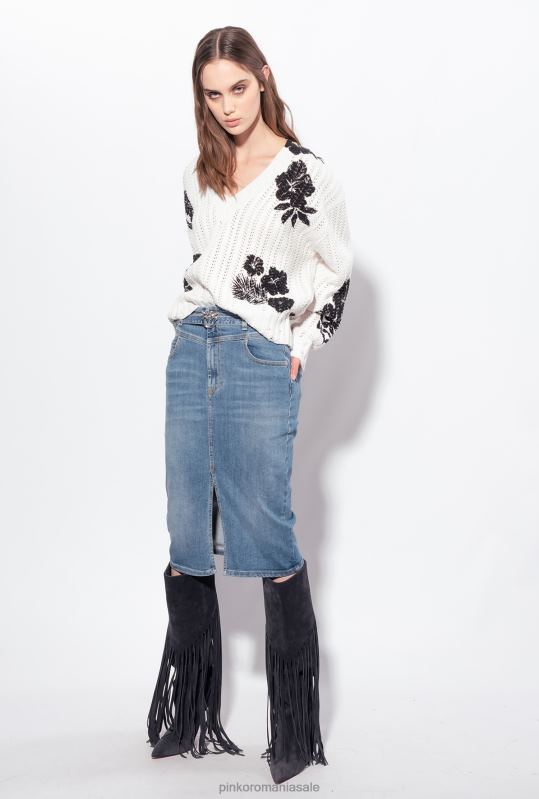 săritori | pulover cu imprimeu floral grafic Pinko alb negru B0D08499