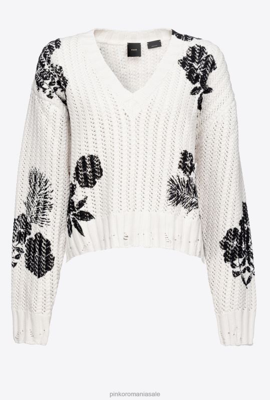 săritori | pulover cu imprimeu floral grafic Pinko alb negru B0D08499