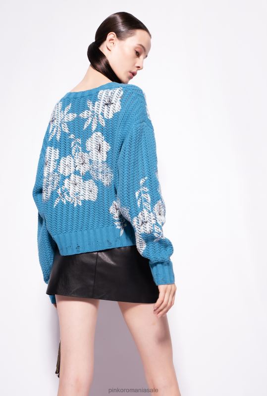 săritori | pulover cu imprimeu floral grafic Pinko turcoaz/unt/negru B0D08498