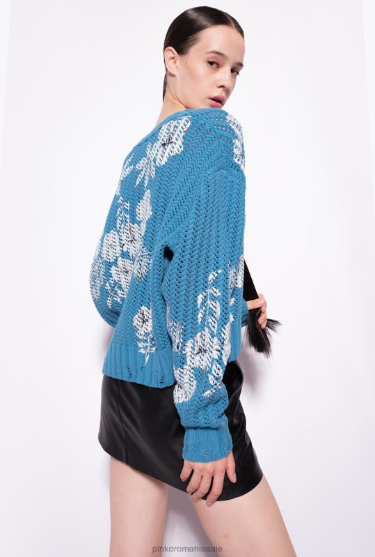săritori | pulover cu imprimeu floral grafic Pinko turcoaz/unt/negru B0D08498