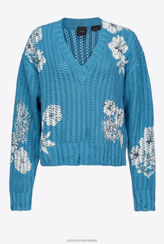 săritori | pulover cu imprimeu floral grafic Pinko turcoaz/unt/negru B0D08498