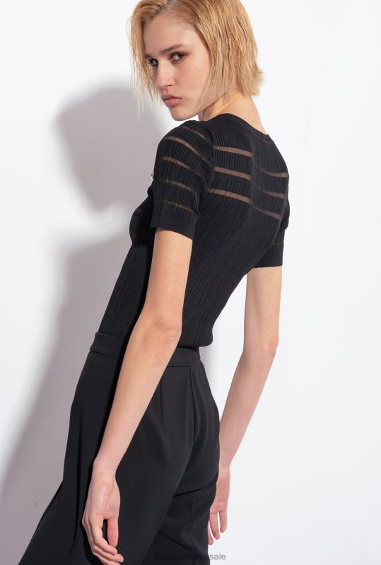 săritori | pulover cu nervuri cu detalii transparente Pinko limuzina neagră B0D08502