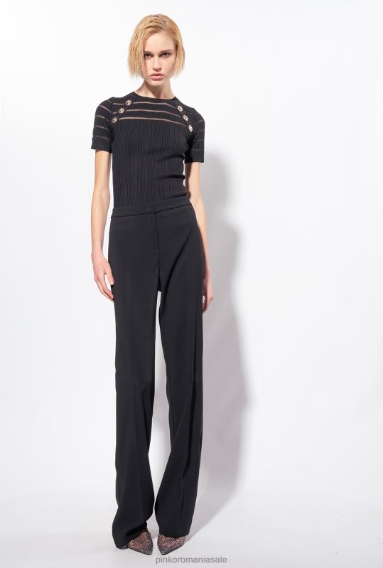 săritori | pulover cu nervuri cu detalii transparente Pinko limuzina neagră B0D08502