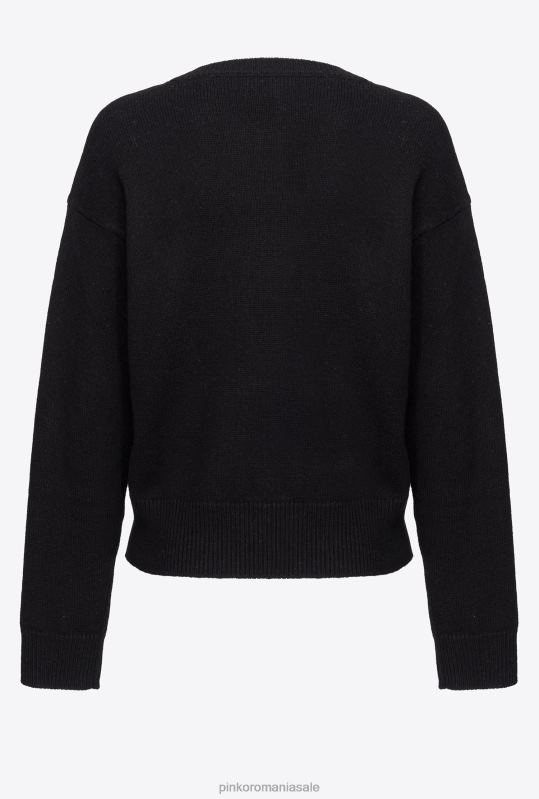 săritori | pulover cu păsări de dragoste Pinko alb negru B0D08527