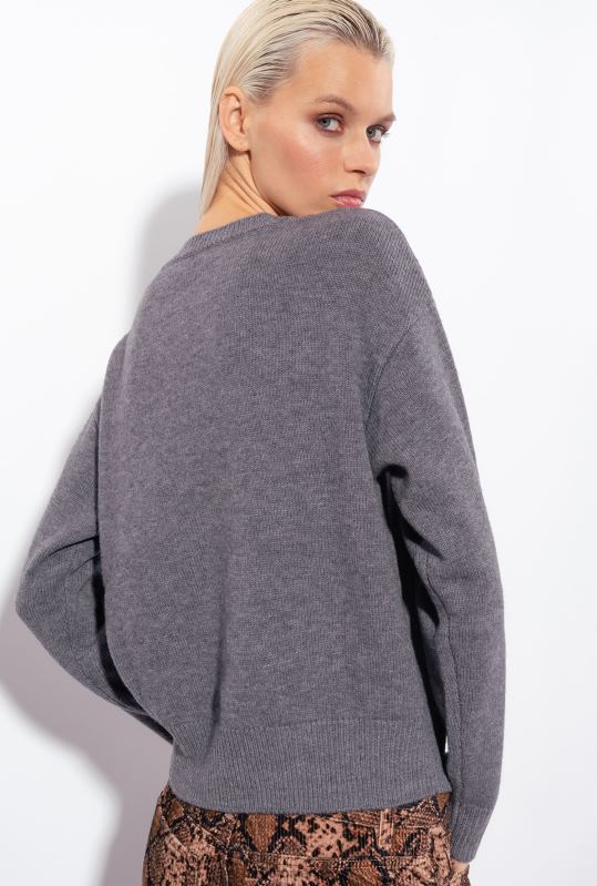 săritori | pulover cu păsări de dragoste Pinko burniță cenușie B0D08509