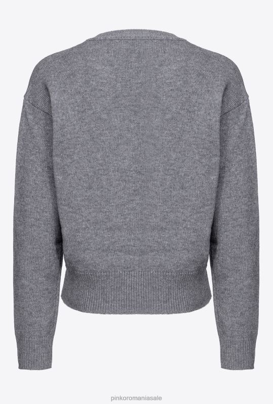 săritori | pulover cu păsări de dragoste Pinko burniță cenușie B0D08509