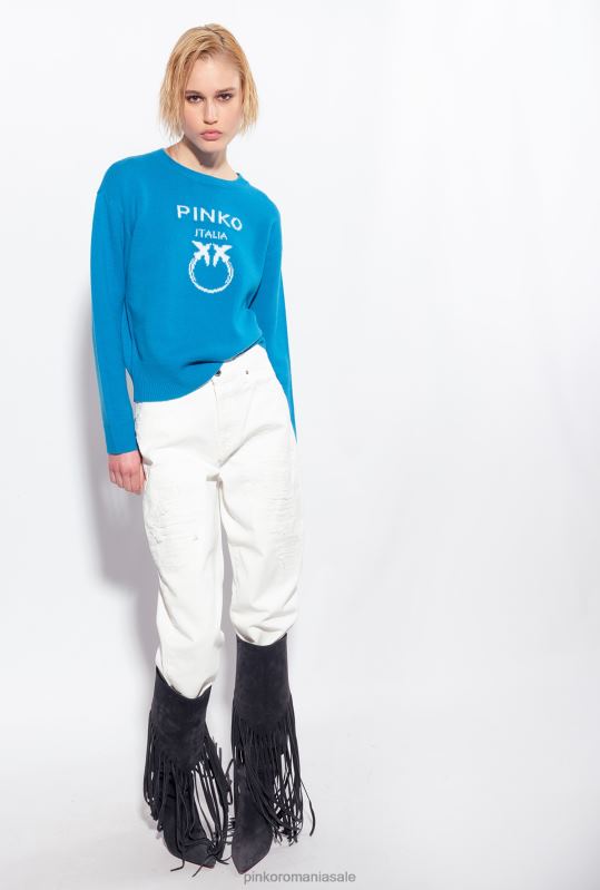 săritori | pulover cu păsări de dragoste Pinko director albastru B0D08507