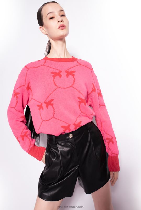 săritori | pulover jacquard cu monogramă Pinko fucsia/rosu B0D08519
