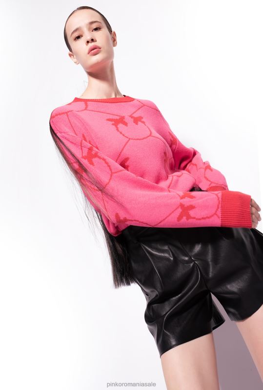 săritori | pulover jacquard cu monogramă Pinko fucsia/rosu B0D08519