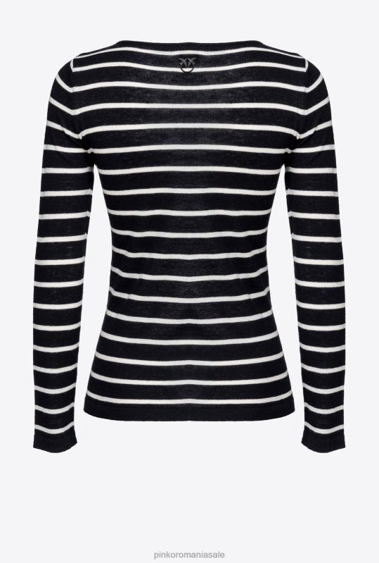 săritori | pulover în dungi cu fundă Pinko alb negru B0D08501