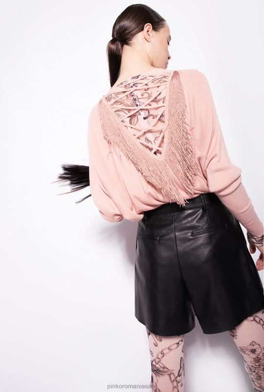 săritori | pulover relaxat cu franjuri la spate Pinko roz argilos B0D08526