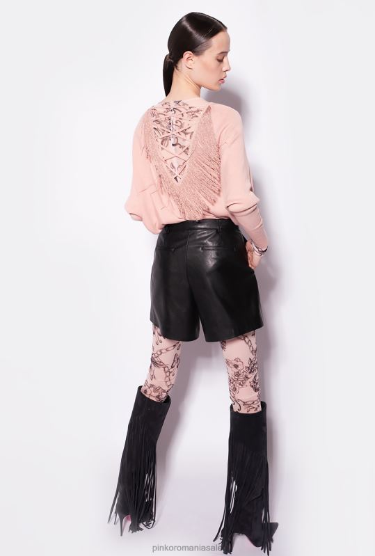 săritori | pulover relaxat cu franjuri la spate Pinko roz argilos B0D08526