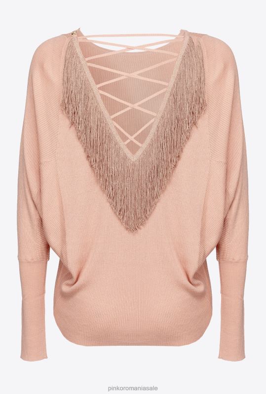 săritori | pulover relaxat cu franjuri la spate Pinko roz argilos B0D08526