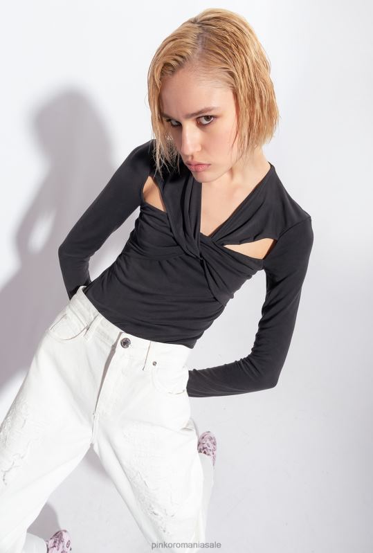 săritori | top cu maneci lungi cu detalii incrucisate Pinko limuzina neagră B0D08545