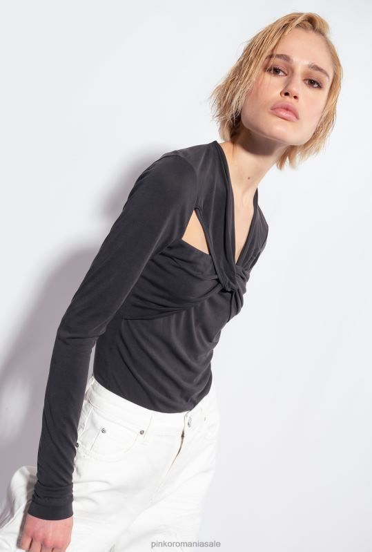 săritori | top cu maneci lungi cu detalii incrucisate Pinko limuzina neagră B0D08545