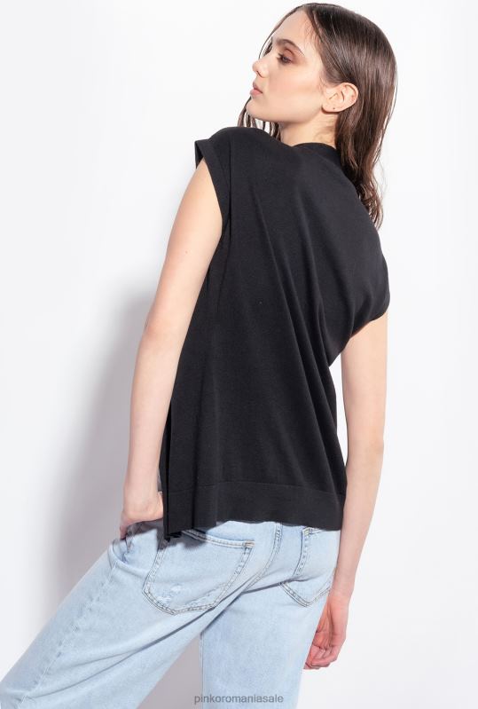 săritori | vestă tricotată cu nasturi bijuterii Pinko limuzina neagră B0D08540