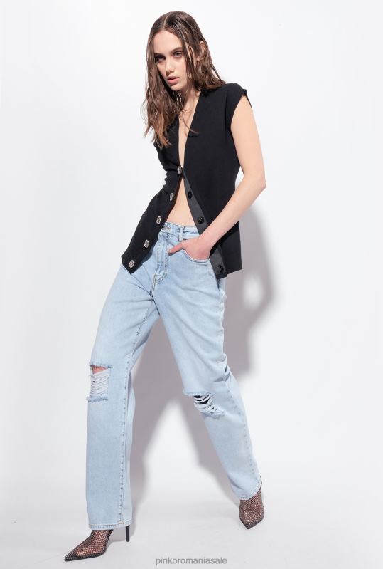 săritori | vestă tricotată cu nasturi bijuterii Pinko limuzina neagră B0D08540