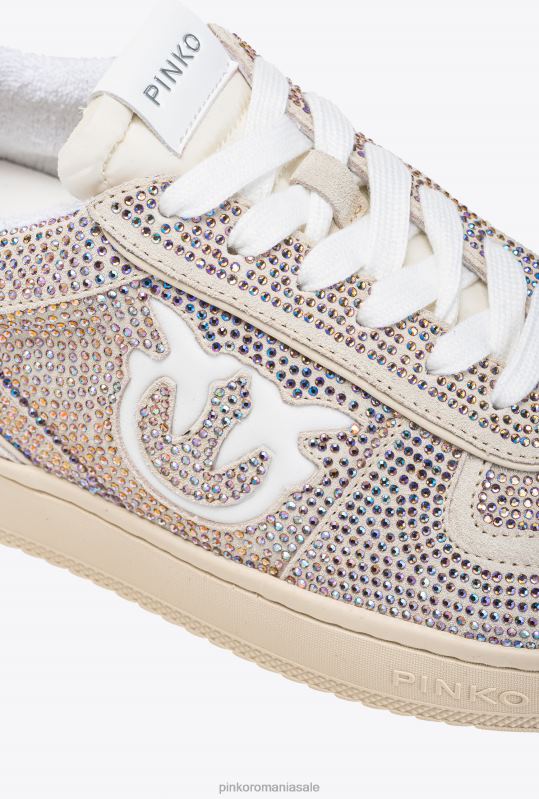 adidași | adidași plate din piele de căprioară cu strasuri peste tot Pinko aproape alb B0D081064