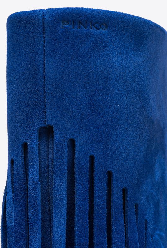 cizme | cizme de piele intoarsa cu franjuri Pinko albastru clematis B0D081101