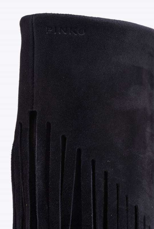 cizme | cizme de piele intoarsa cu franjuri Pinko limuzina neagră B0D081099