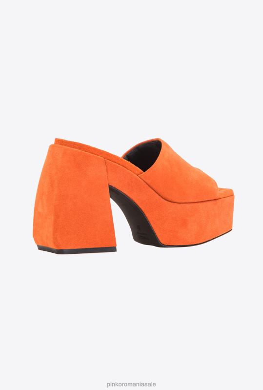 sandale | catâri înalți din piele de căprioară Pinko portocaliu deschis B0D081116