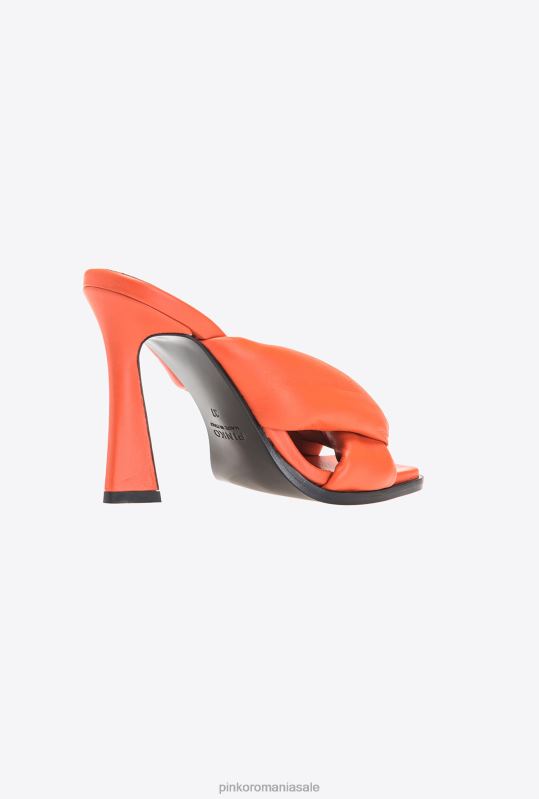 sandale | pantofi cu toc din piele nappa Pinko portocaliu deschis B0D081086