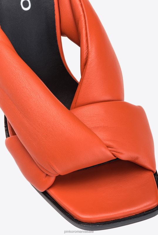 sandale | pantofi cu toc din piele nappa Pinko portocaliu deschis B0D081086