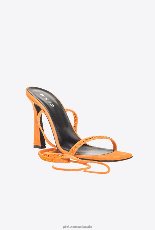 sandale | sandale cu siret la glezna Pinko portocaliu deschis B0D081097