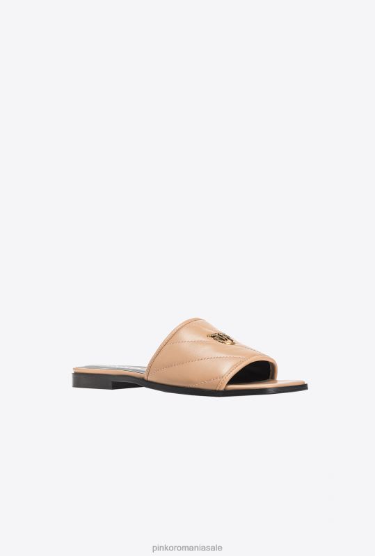 sandale | slip-on din piele nappa matlasată Pinko bej-nisip arzător B0D081112