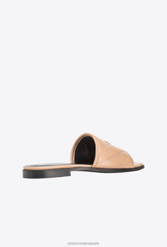 sandale | slip-on din piele nappa matlasată Pinko bej-nisip arzător B0D081112