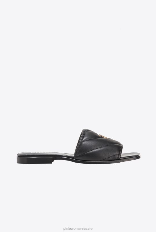 sandale | slip-on din piele nappa matlasată Pinko limuzina neagră B0D081111