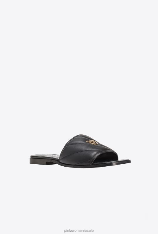 sandale | slip-on din piele nappa matlasată Pinko limuzina neagră B0D081111