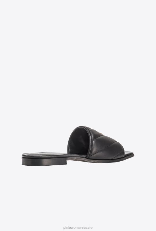 sandale | slip-on din piele nappa matlasată Pinko limuzina neagră B0D081111
