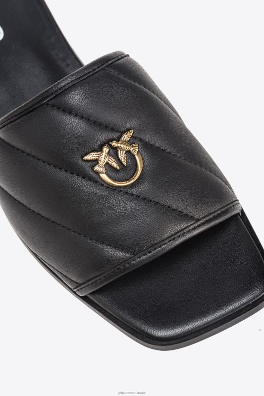 sandale | slip-on din piele nappa matlasată Pinko limuzina neagră B0D081111