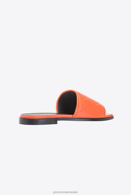 sandale | slip-on din piele nappa matlasată Pinko portocaliu deschis B0D081113