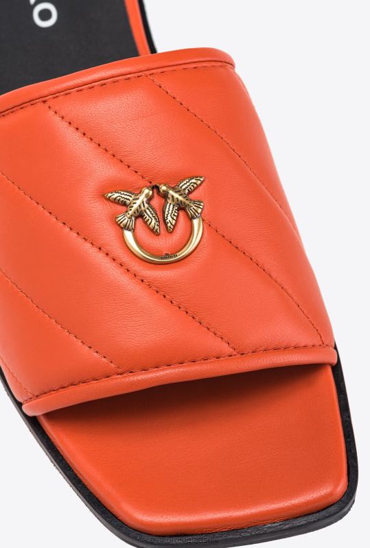 sandale | slip-on din piele nappa matlasată Pinko portocaliu deschis B0D081113