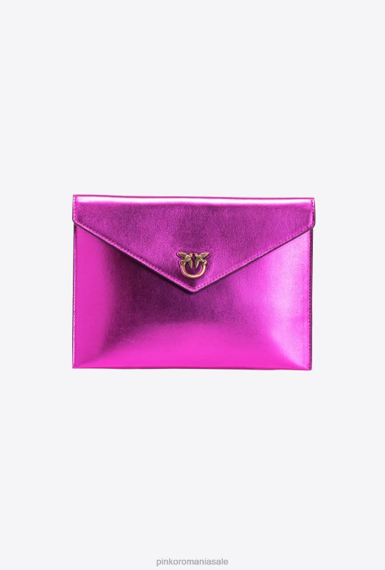 genți clutch | geanta plat laminata Pinko aur roz-vechi B0D081201