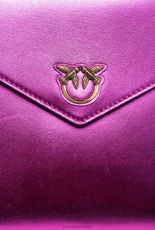 genți clutch | geanta plat laminata Pinko aur roz-vechi B0D081201