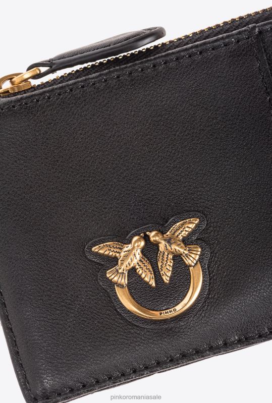 genți clutch | suport card cu fermoar cu model chevron Pinko aur negru-vechi B0D081162