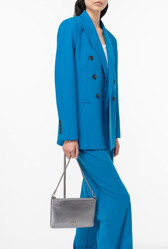 genți crossbody | geantă de dragoste plată clasică foliată Pinko argint-argint vechi B0D081195