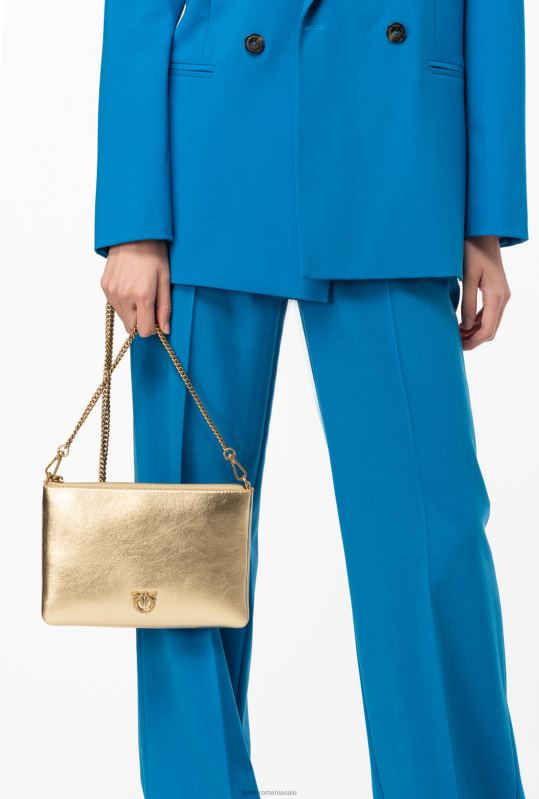 genți crossbody | geantă de dragoste plată clasică foliată Pinko aur antic B0D081196